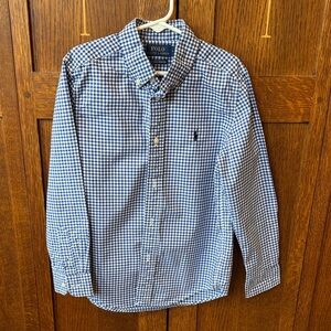 Polo by Ralph Lauren Navy and White Checkered Shirt size 7 EUC
